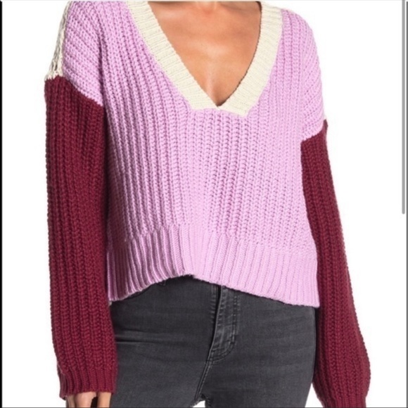 🔥WILDFOX🔥BEVERLY COLORBLOCK KNIT SWEATER SIZE LARGE NWT - Picture 2 of 4